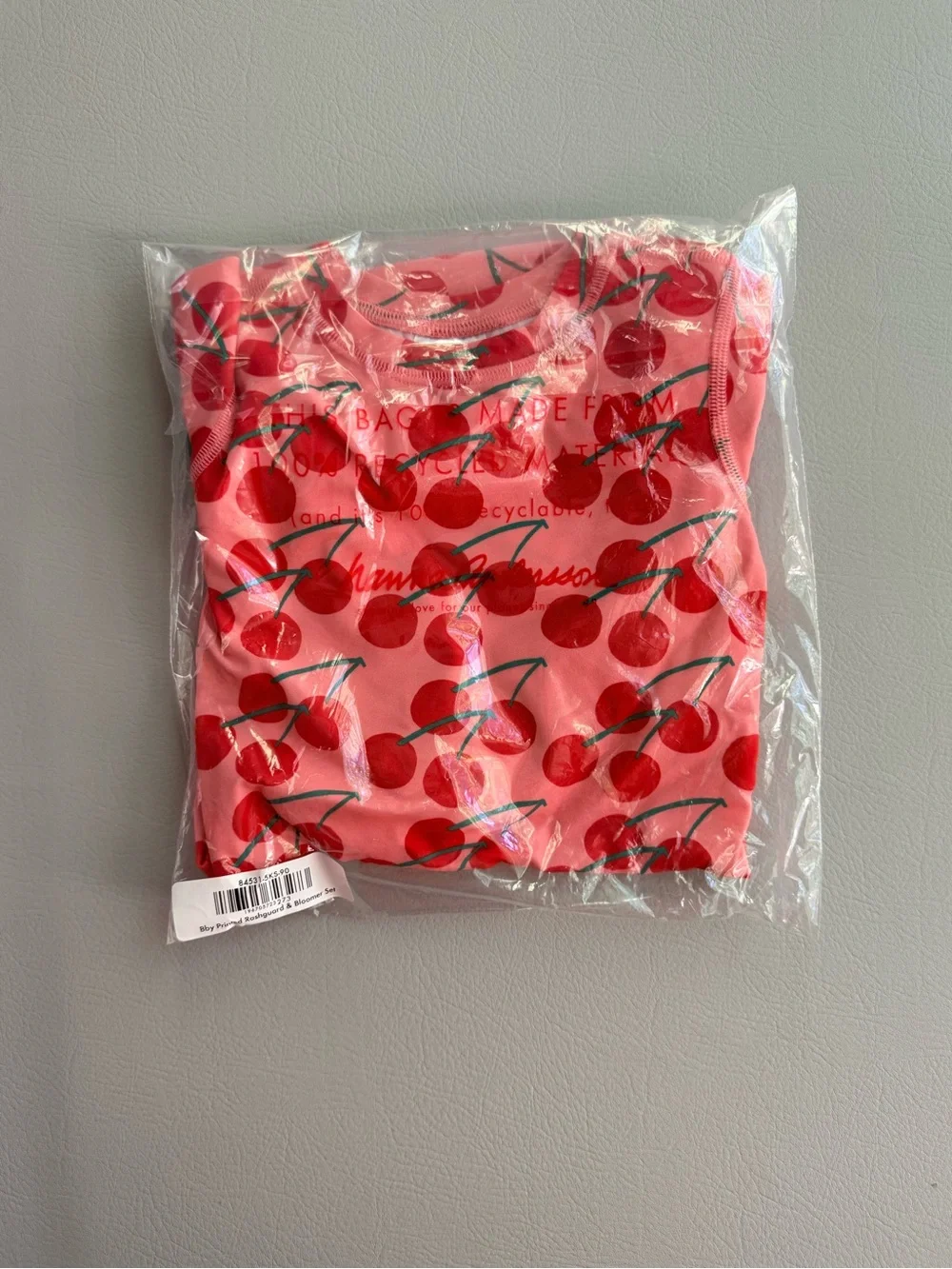 Hanna Andersson Summer Cherries Rashguard & Skirted Bikini Bottom Set 3T - NEW